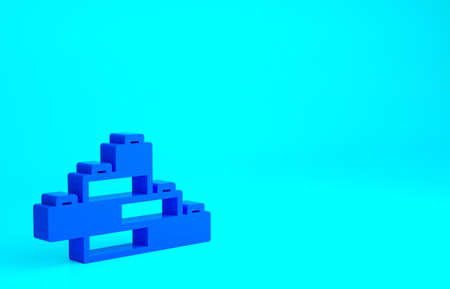Blue Toy building block bricks for children icon isolated on blue background. Minimalism concept. 3d illustration 3D renderの写真素材