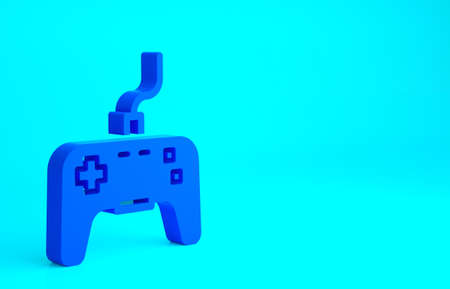 Blue Gamepad icon isolated on blue background. Game controller. Minimalism concept. 3d illustration 3D renderの写真素材