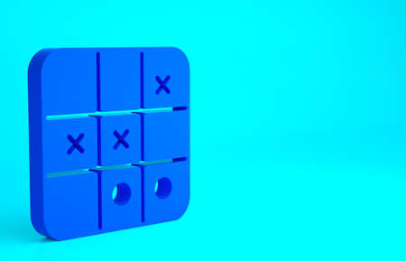 Blue Tic tac toe game icon isolated on blue background. Minimalism concept. 3d illustration 3D renderの写真素材