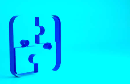Blue Puzzle pieces toy icon isolated on blue background. Minimalism concept. 3d illustration 3D renderの写真素材