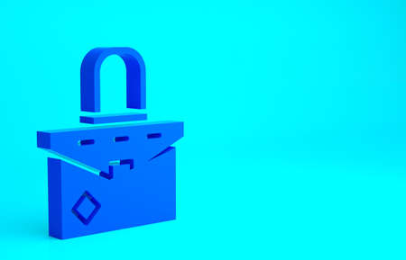 Blue Handbag icon isolated on blue background. Female handbag sign. Glamour casual baggage symbol. Minimalism concept. 3d illustration 3D renderの写真素材