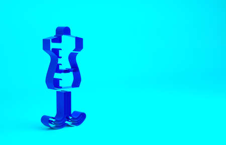 Blue Mannequin icon isolated on blue background. Tailor dummy. Minimalism concept. 3d illustration 3D renderの写真素材