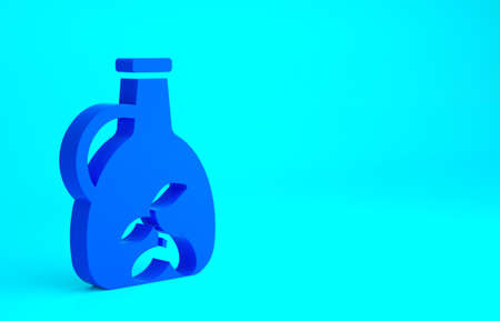 Blue Bottle of olive oil icon isolated on blue background. Jug with olive oil icon. Minimalism concept. 3d illustration 3D renderの写真素材