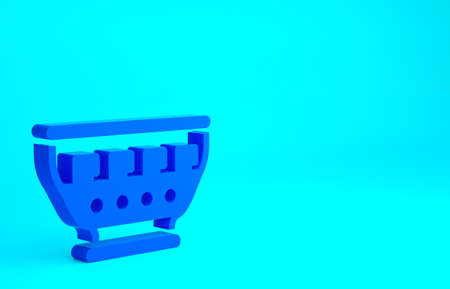 Blue Greek ancient bowl icon isolated on blue background. Antique amphora with patterns collection. Ancient Greece bowl. Minimalism concept. 3d illustration 3D renderの写真素材