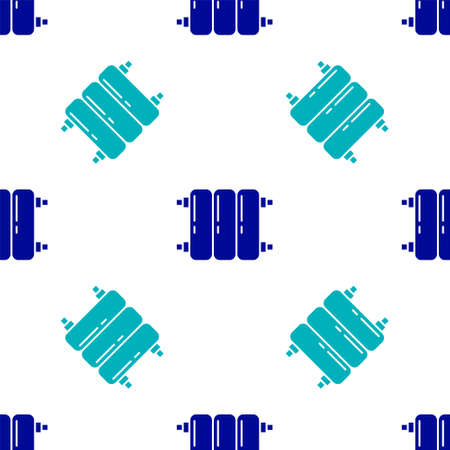 Blue Heating radiator icon isolated seamless pattern on white background. Vector Illustrationのイラスト素材