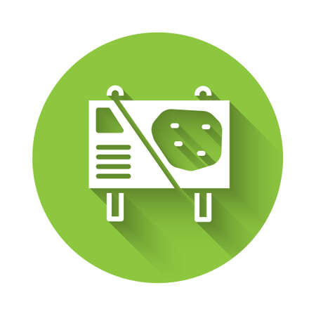 White Amusement park billboard icon isolated with long shadow. Entertainment in vacation. Green circle button. Vectorのイラスト素材