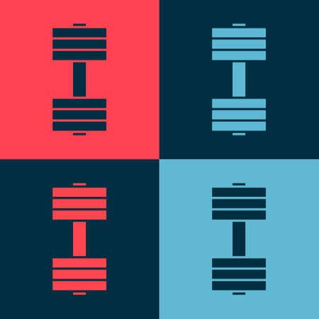 Pop art Dumbbell icon isolated on color background. Muscle lifting icon, fitness barbell, gym, sports equipment, exercise bumbbell. Vectorのイラスト素材