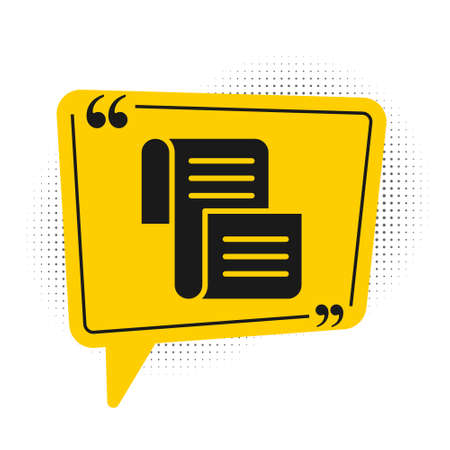 Black Decree, paper, parchment, scroll icon icon isolated on white background. Yellow speech bubble symbol. Vectorのイラスト素材