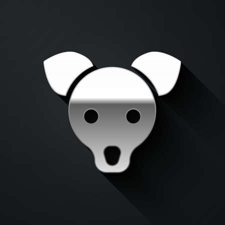 Silver Dog icon isolated on black background. Long shadow style. Vectorのイラスト素材