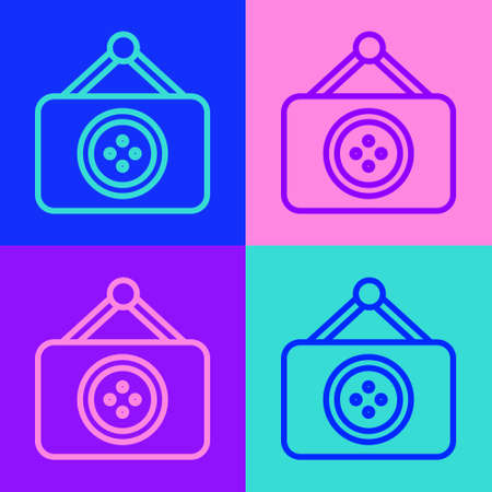 Pop art line Tailor shop icon isolated on color background. Vector Illustrationのイラスト素材