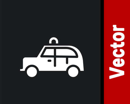 White Taxi car icon isolated on black background. Vectorのイラスト素材