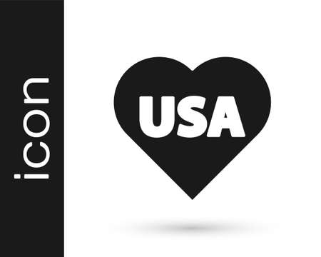 Black USA Independence day icon isolated on white background. 4th of July. United States of America country. Vectorのイラスト素材