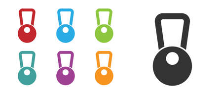 Black Kettlebell icon isolated on white background. Sport equipment. Set icons colorful. Vectorのイラスト素材