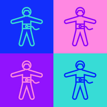 Pop art line Bungee jumping icon isolated on color background. Vector Illustrationのイラスト素材