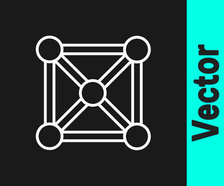 White line Blockchain technology icon isolated on black background. Cryptocurrency data. Abstract geometric block chain network technology business. Vectorのイラスト素材