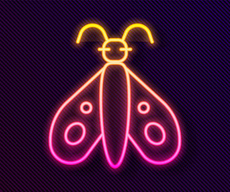Glowing neon line Butterfly icon isolated on black background. Vectorのイラスト素材
