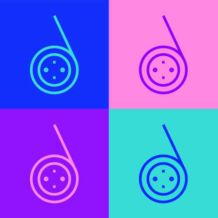 Pop art line Yoyo toy icon isolated on color background. Vectorのイラスト素材