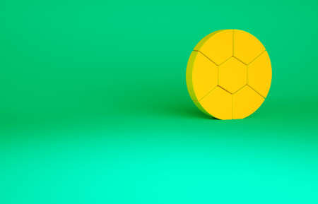 Orange Football ball icon isolated on green background. Soccer ball. Sport equipment. Minimalism...