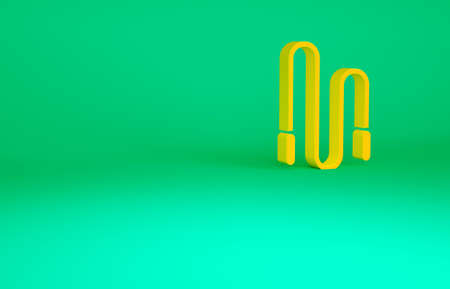 Orange Jump rope icon isolated on green background. Skipping rope. Sport equipment. Minimalism...