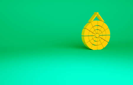 Orange Classic dart board and arrow icon isolated on green background. Dartboard sign. Game concept. Minimalism concept. 3d illustration 3D renderの写真素材