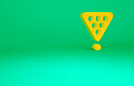 Orange Billiard balls in a rack triangle icon isolated on green background. Minimalism concept. 3d illustration 3D renderの写真素材