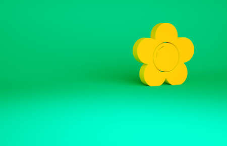 Orange Flower icon isolated on green background. Minimalism concept. 3d illustration 3D renderの写真素材