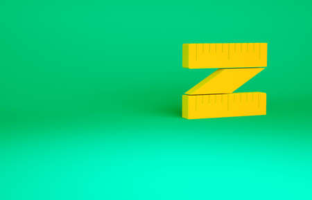 Orange Tape measure icon isolated on green background. Measuring tape. Minimalism concept. 3d...