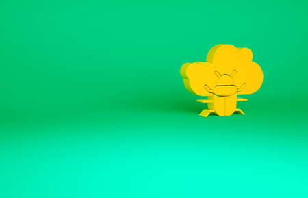 Orange System bug on a cloud icon isolated on green background. Cloud computing design concept. Digital network connection. Minimalism concept. 3d illustration 3D renderの写真素材