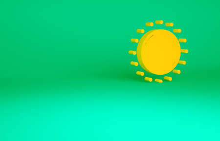 Orange Sun icon isolated on green background. Minimalism concept. 3d illustration 3D renderの写真素材