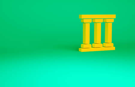 Orange Prison window icon isolated on green background. Minimalism concept. 3d illustration 3D renderの写真素材