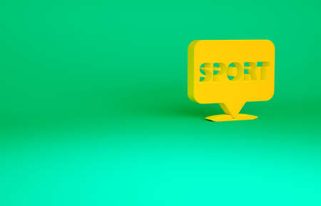 Orange Location gym icon isolated on green background. Minimalism concept. 3d illustration 3D render