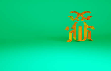 Orange Chafer beetle icon isolated on green background. Minimalism concept. 3d illustration 3D...
