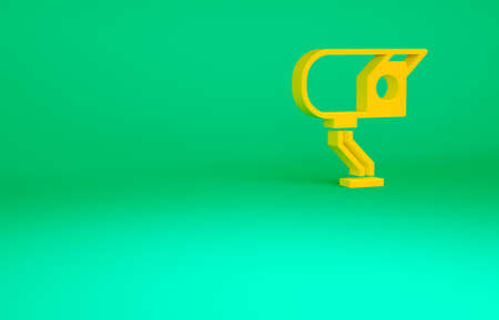 Orange Security camera icon isolated on green background. Minimalism concept. 3d illustration 3D renderの写真素材