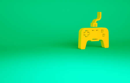 Orange Gamepad icon isolated on green background. Game controller. Minimalism concept. 3d...