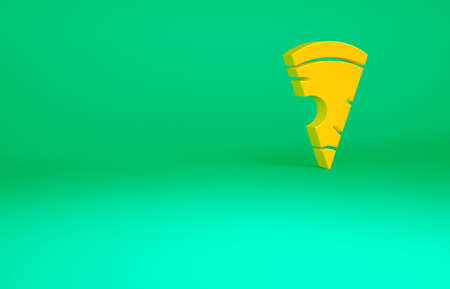Orange Slice of pizza icon isolated on green background. Fast food menu. Minimalism concept. 3d illustration 3D renderの写真素材