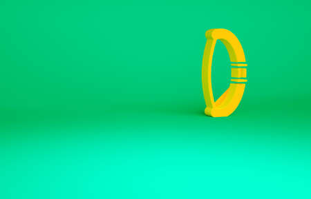 Orange Medieval bow icon isolated on green background. Medieval weapon. Minimalism concept. 3d illustration 3D renderの写真素材