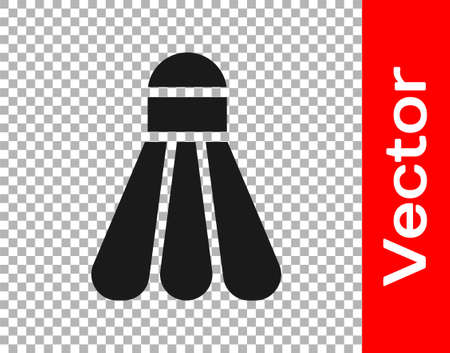 Black Badminton shuttlecock icon isolated on transparent background. Sport equipment. Vector Illustrationのイラスト素材