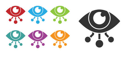Black Eye scan icon isolated on white background. Scanning eye. Security check symbol. Cyber eye sign. Set icons colorful. Vectorのイラスト素材