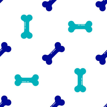 Blue Dog bone icon isolated seamless pattern on white background. Pets food symbol. Vectorのイラスト素材