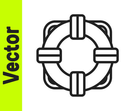 Black line Lifebuoy icon isolated on white background. Lifebelt symbol. Vector Illustrationのイラスト素材