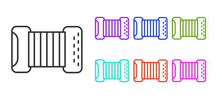 Black line Musical instrument accordion icon isolated on white background. Classical bayan, harmonic. Set icons colorful. Vectorのイラスト素材