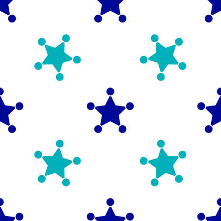 Blue Hexagram sheriff icon isolated seamless pattern on white background. Police badge icon. Vectorのイラスト素材