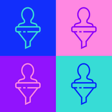 Pop art line Head hunting icon isolated on color background. Business target or Employment sign. Human resource and recruitment for business. Vectorのイラスト素材