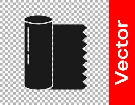 Black Textile fabric roll icon isolated on transparent background. Roll, mat, rug, cloth, carpet or paper roll icon. Vector Illustrationのイラスト素材