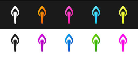 Set Torch flame icon isolated on black and white background. Symbol fire hot, flame power, flaming and heat. Vectorのイラスト素材