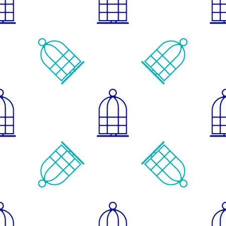Blue Cage for birds icon isolated seamless pattern on white background. Vectorのイラスト素材