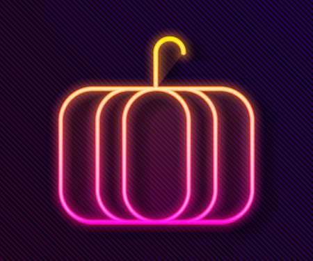 Glowing neon line Pumpkin icon isolated on black background. Happy Halloween party. Vector Illustrationのイラスト素材