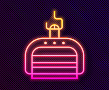 Glowing neon line Ski lift icon isolated on black background. Vector Illustrationのイラスト素材