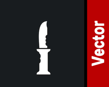 White Military knife icon isolated on black background. Vectorのイラスト素材
