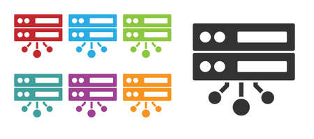 Black Server, Data, Web Hosting icon isolated on white background. Set icons colorful. Vector